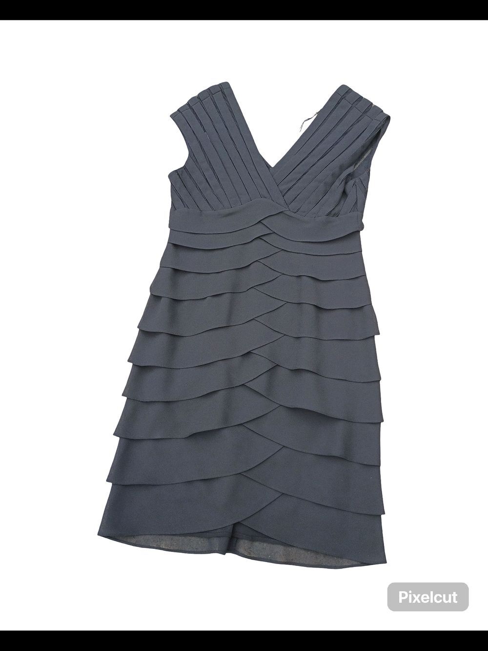 Vintage Scarlett Nite Pleated V-Neck Tiered Midi Dress Size 6 - Picture 8 of 14